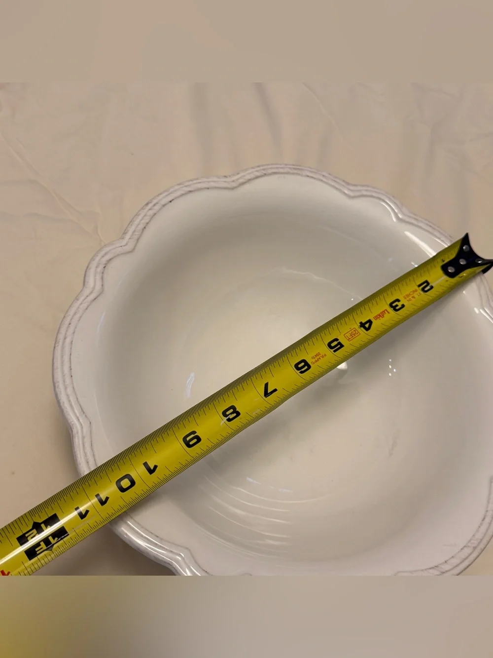 Sur La Table White Scalloped Ceramic Serving Bowl